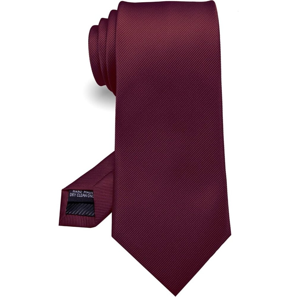 Men's Maroon Solid Colour Tie Formal Necktie Imported Silk Blend